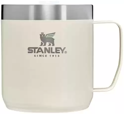 Stanley Stay Hot Camp Mug - Durable 18/8 Stainless Steel Insulated Mug - Splash-Free Tritan Drink-Thru Lid - 12 OZ - Cream Gloss