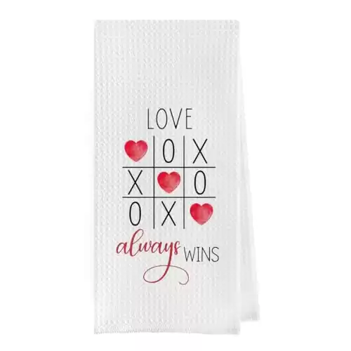 Geqtt Valentines Day Kitchen Towels - Valentines Day Gifts for Her Him, 16x24 Love Valentines Day Hand Towels, Valentines Day Decor, I Always Wins