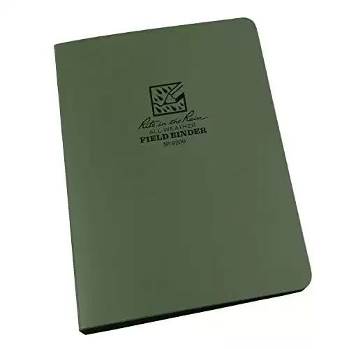 Rite In The Rain Weatherproof 1/2" Ring Binder, 5.625" x 7.875", Green Binder (No. 9200)