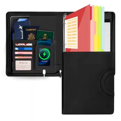 EYROZILL 3 Ring Binder, Clipboard with Storage, 1 Inch Linen Binder Organizer for Letter Size (8.5" x 11") with 5 Tab Dividers, School and Office Supplies- Black