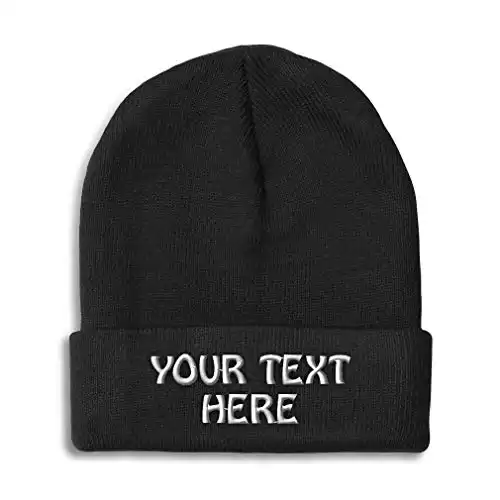 Winter Hat Beanie for Men & Women Custom Personalized Text Name Embroidery Acrylic Skull Cap Hat Black