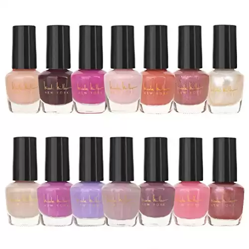 Nicole Miller Nail Polish Set, 14 MINI Nail Polish Colors, Polish Kit for Fingernails and Toenails